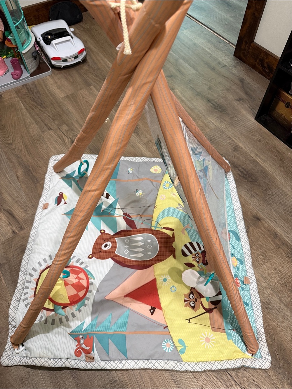 Kids Woodland Play Tent Activity Mat - Orange & Multicolor